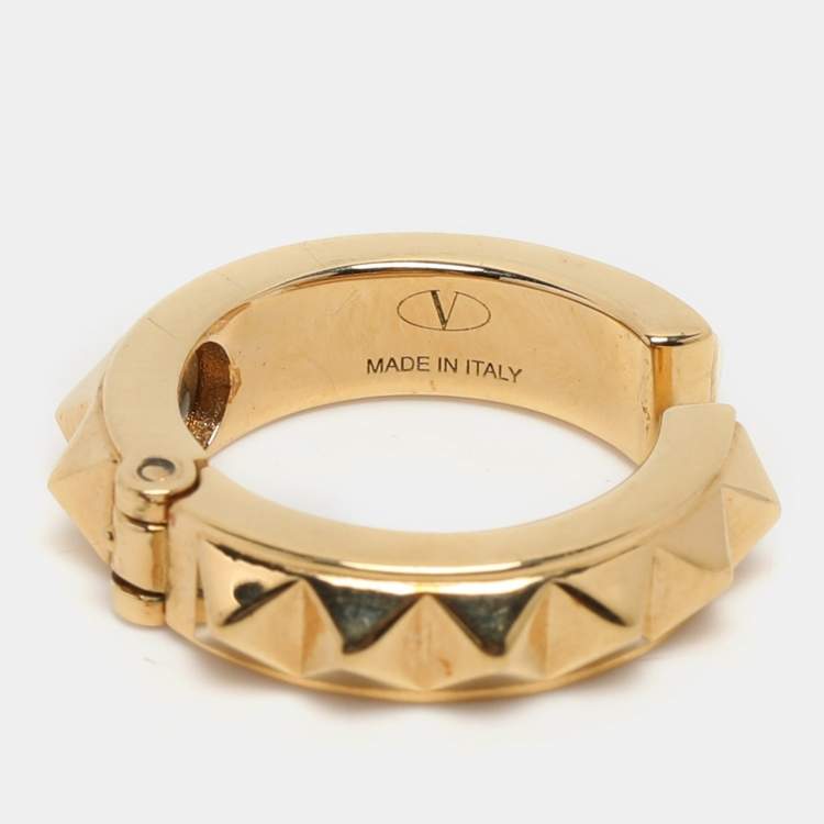 Pre Owned Valentino Gold Tone Metal Rockstud Ring 