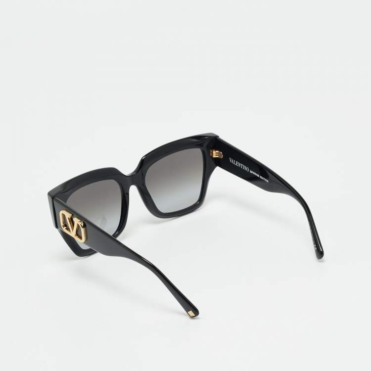 Pre Owned Valentino Black Gradient VA 4082 Vlogo Square Sunglasses
