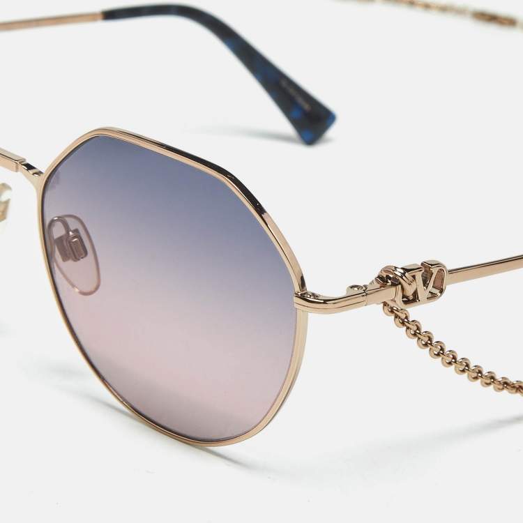 Pre Owned Valentino Blue/Pink Gradient VA 2043 Vlogo Chain Geometric Sunglasses 