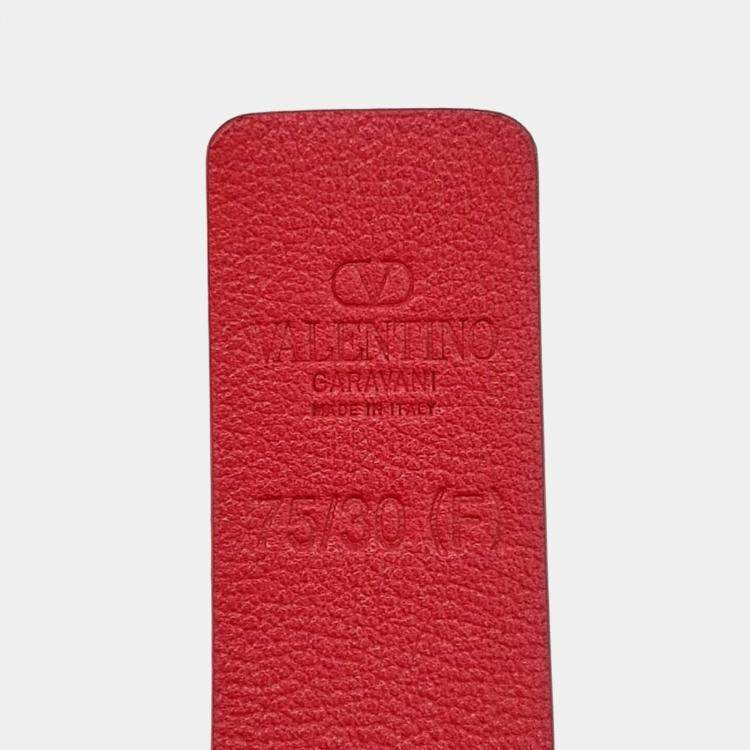 Pre Owned Valentino Red Leather V-logo belt