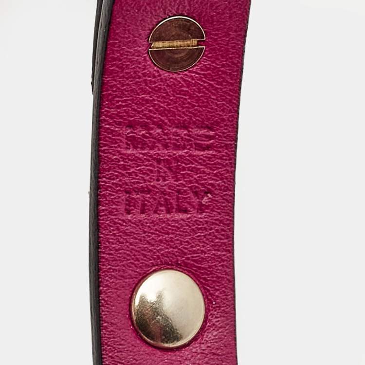 Pre Owned Valentino Rockstud Leather Gold Tone Wrap Bracelet