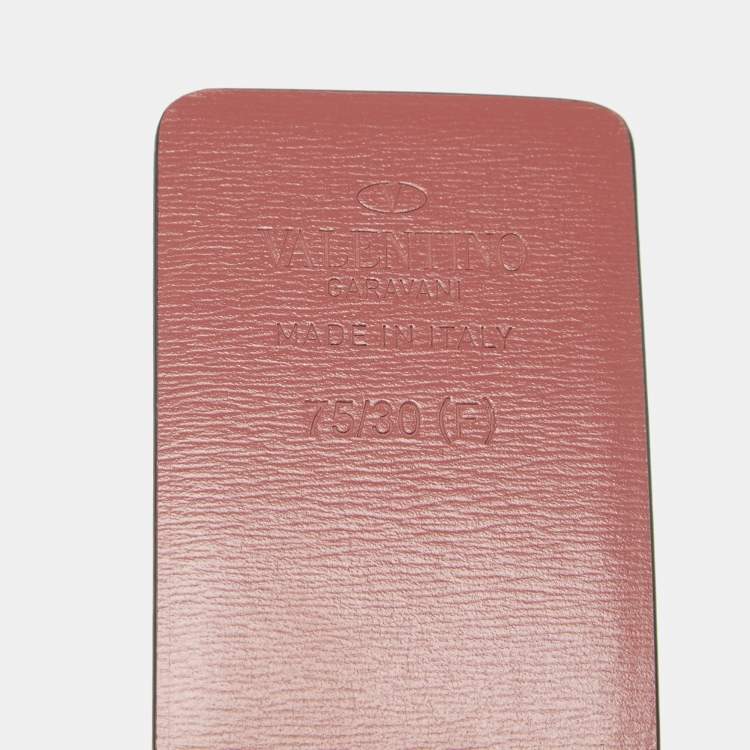 Pre Owned Valentino Purple/Old Rose Leather One Stud Reversible Belt 75CM