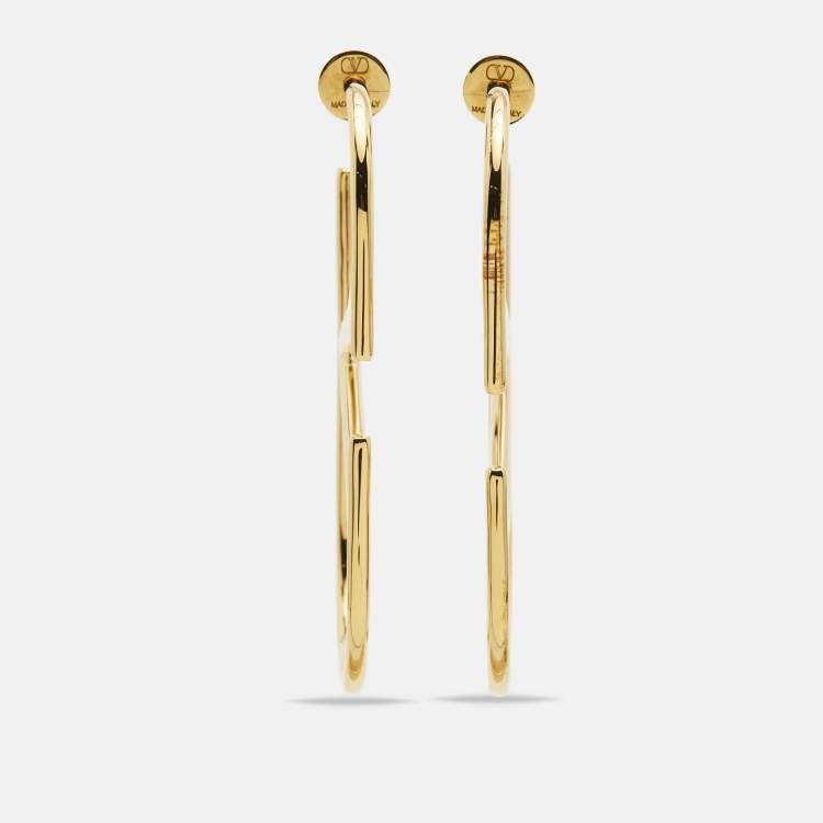 Pre Owned Valentino VLogo Gold Tone Earrings