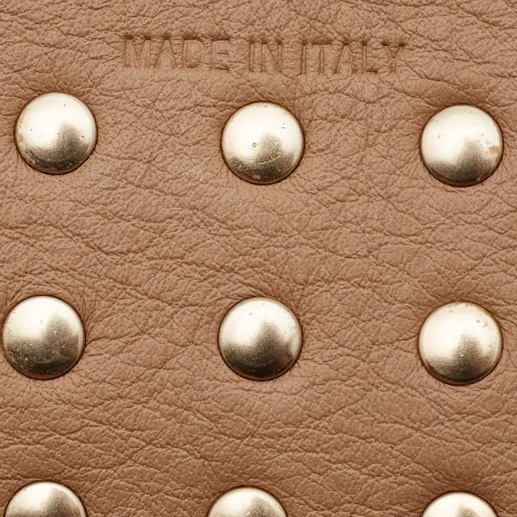 Pre Owned Valentino Leather Rockstud Gold Tone Bracelet