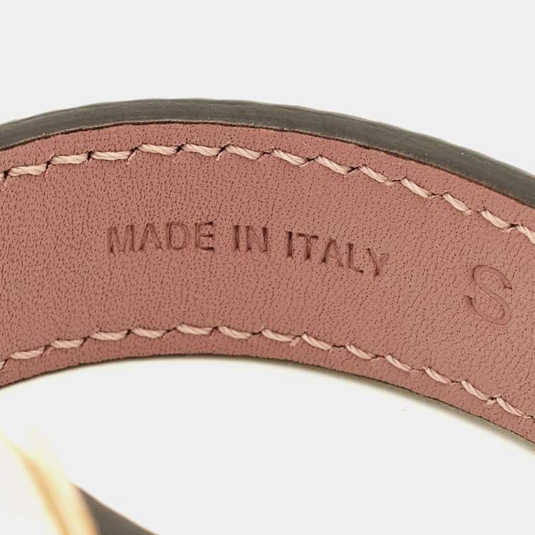 Pre Owned Valentino Rockstud Leather Gold Tone Bracelet S