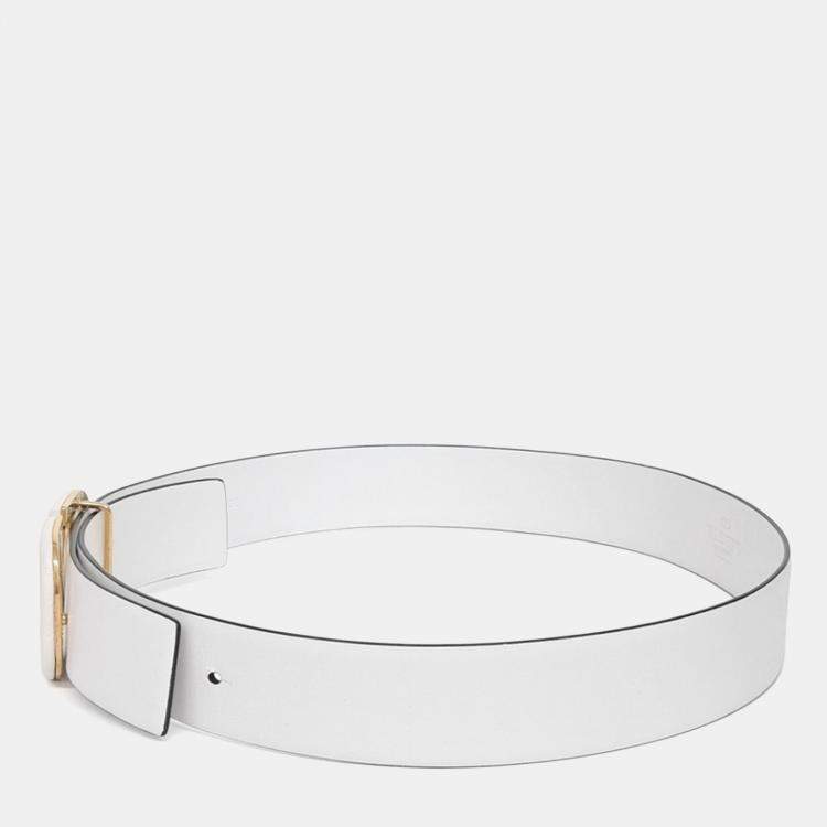 Pre Owned Valentino White Leather V-Ring Belt