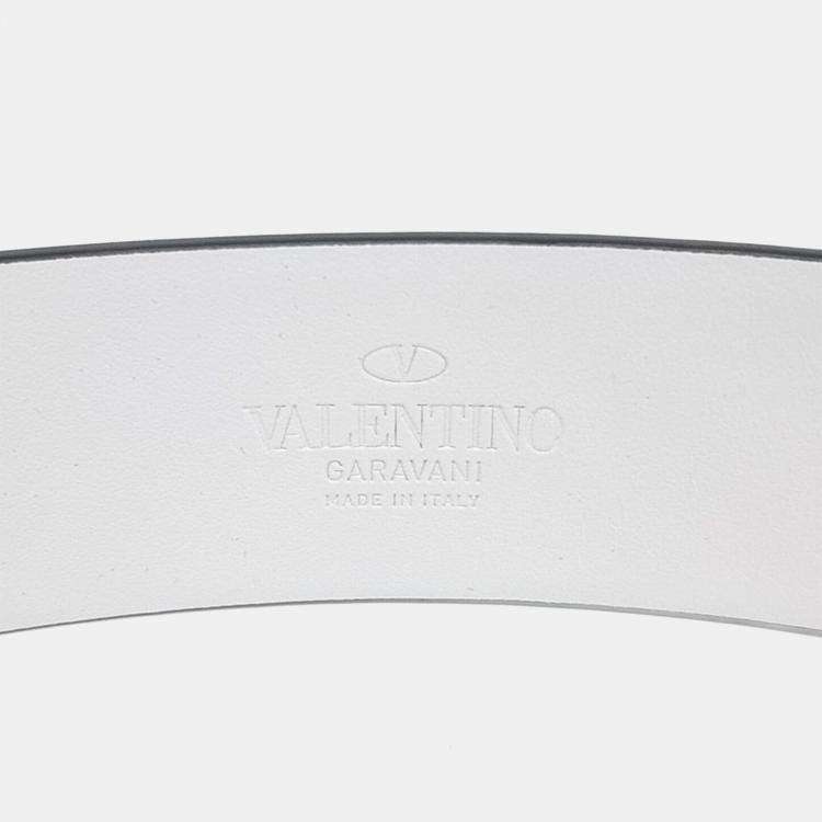 Pre Owned Valentino White Leather V-Ring Belt