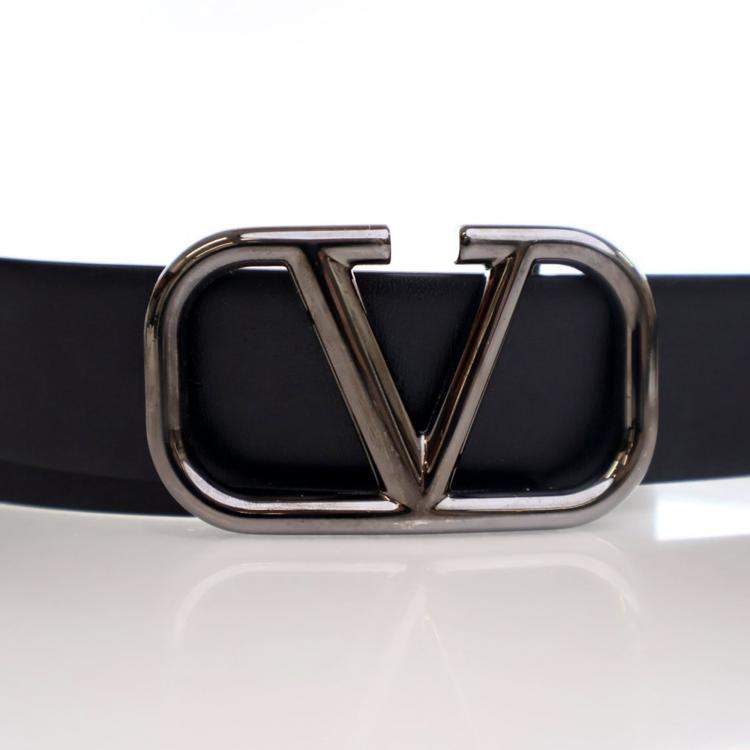 Pre Owned Valentino Calfskin VLogo Belt Sz 90/36
