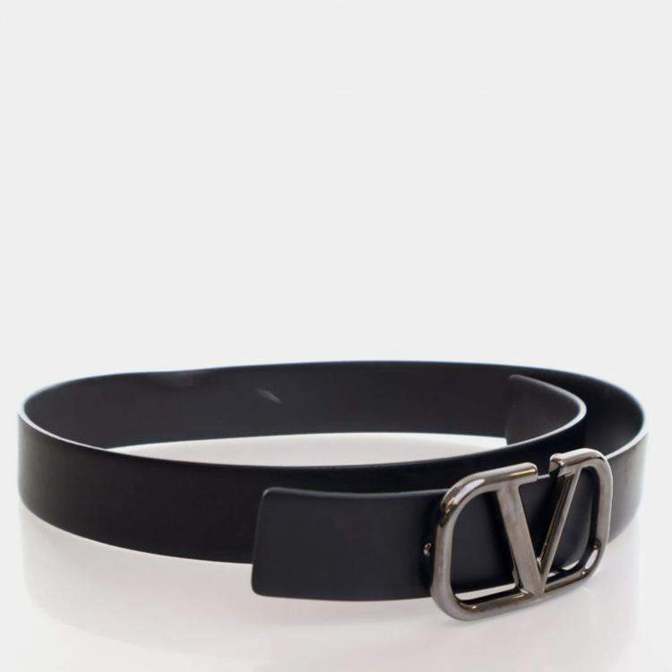 Pre Owned Valentino Calfskin VLogo Belt Sz 90/36