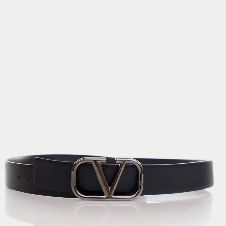 Pre Owned Valentino Calfskin VLogo Belt Sz 90/36
