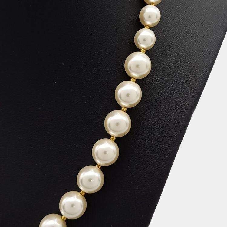 Pre Owned Valentino pearl logo necklace