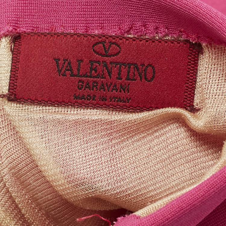 Pre Owned Valentino Pink Vlogo Detail Jersey Elbow-Length Gloves