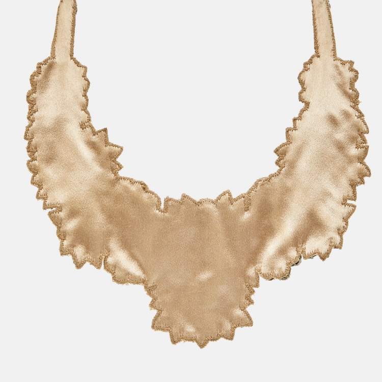 Pre Owned Valentino Crystals Fabric Silver Tone Necklace