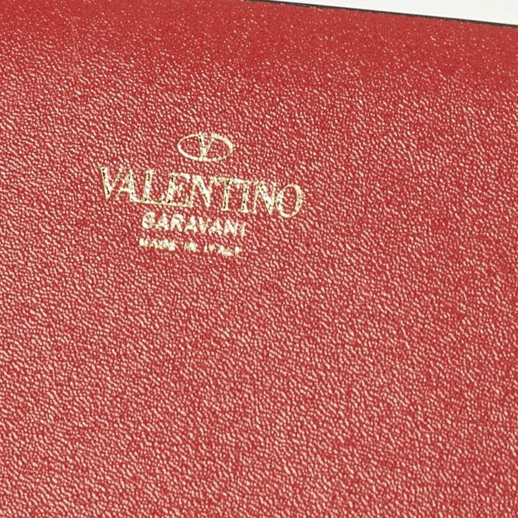 Pre Owned Valentino VLogo Wide Waist Belt Red Leather