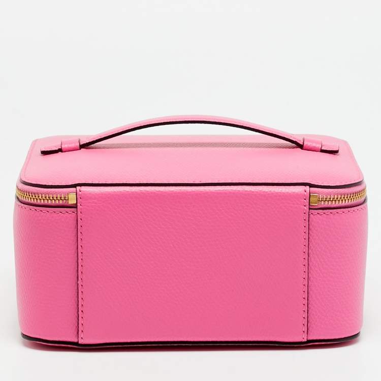 Pre Owned Valentino VLogo Pink Leather Cosmetic Case Set