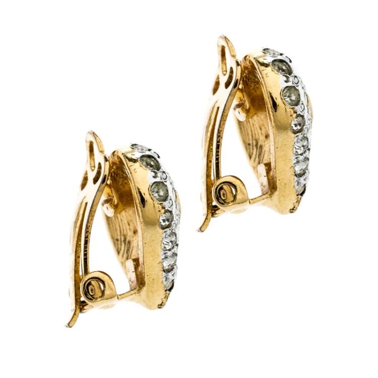 Pre Owned Valentino Crystal Embedded Heart Pendant Necklace and Earrings Set