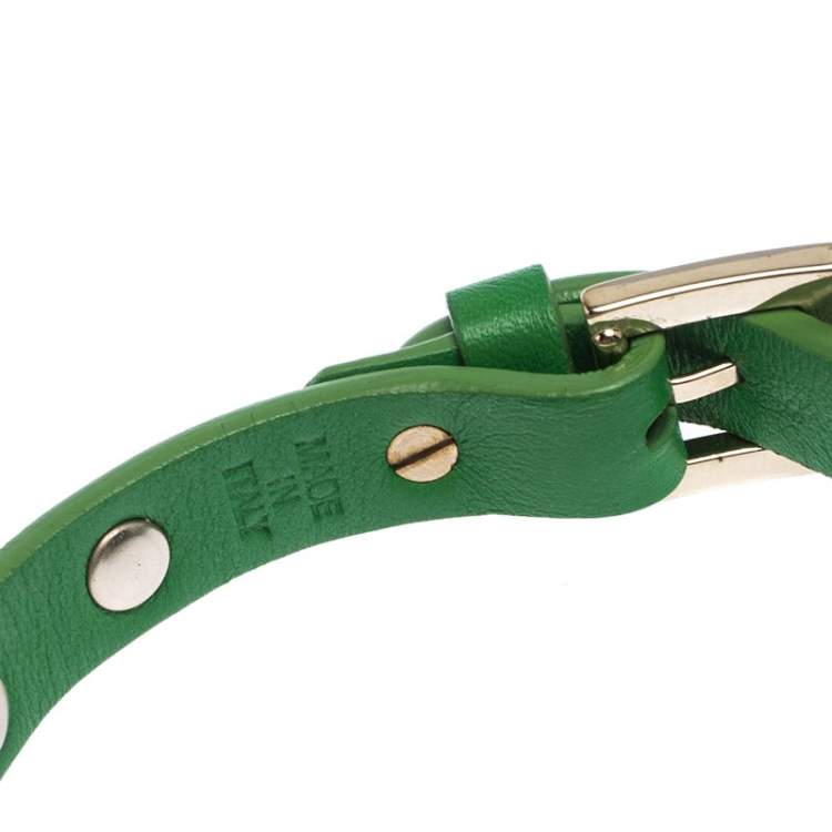 Pre Owned Valentino Green Leather Rockstud Bracelet