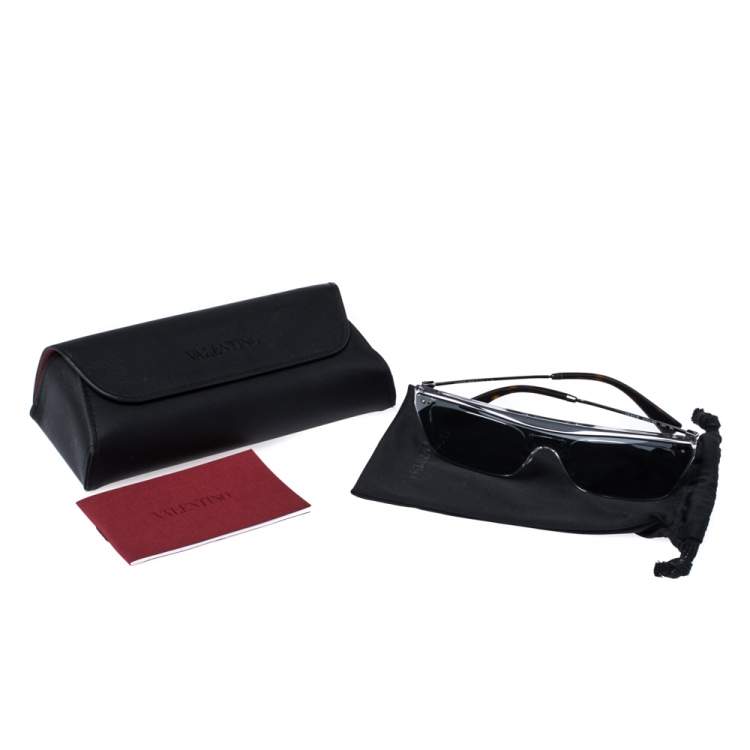 Pre Owned Valentino Clear/ Grey Mirrored VA4016 Single Lens Sunglasses