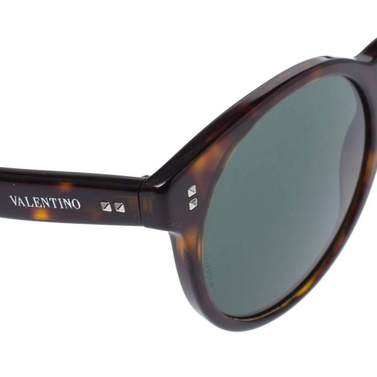 Pre Owned Valentino Havana/Smoke Green VA4009 Round Sunglasses