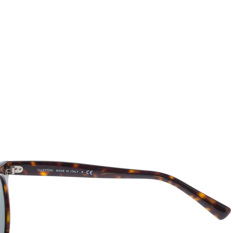 Pre Owned Valentino Havana/Smoke Green VA4009 Round Sunglasses