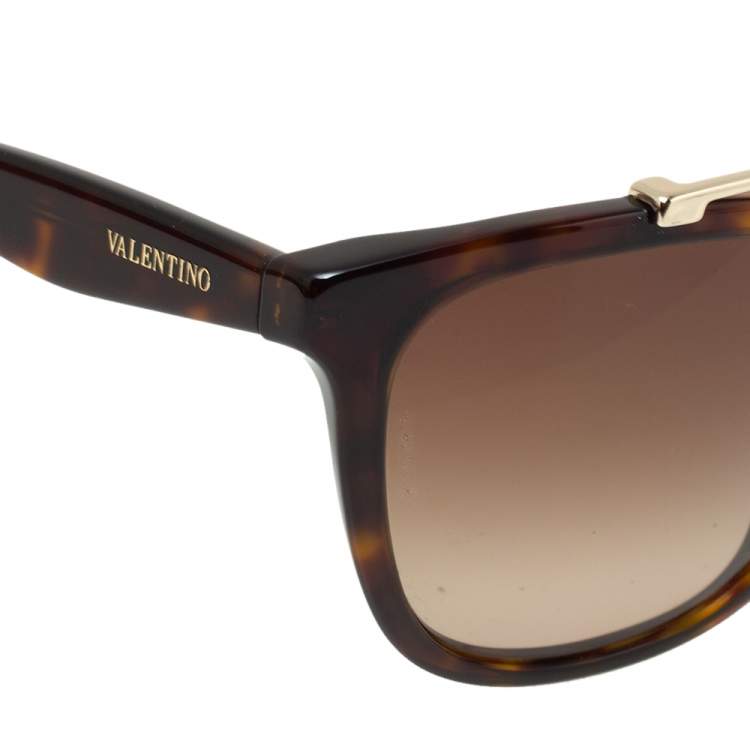 Pre Owned Valentino Tortoise/Brown Gradient VA4002 Square Sunglasses