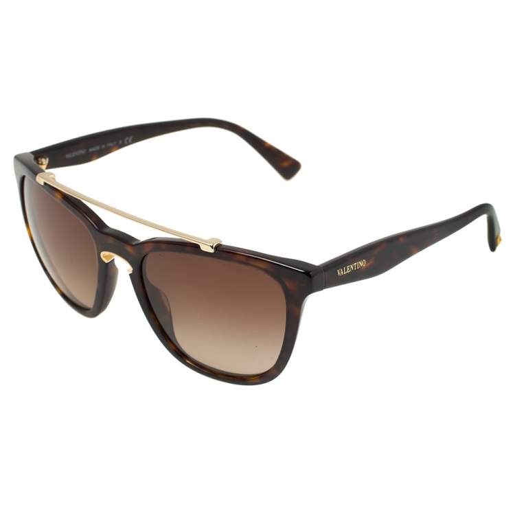 Pre Owned Valentino Tortoise/Brown Gradient VA4002 Square Sunglasses