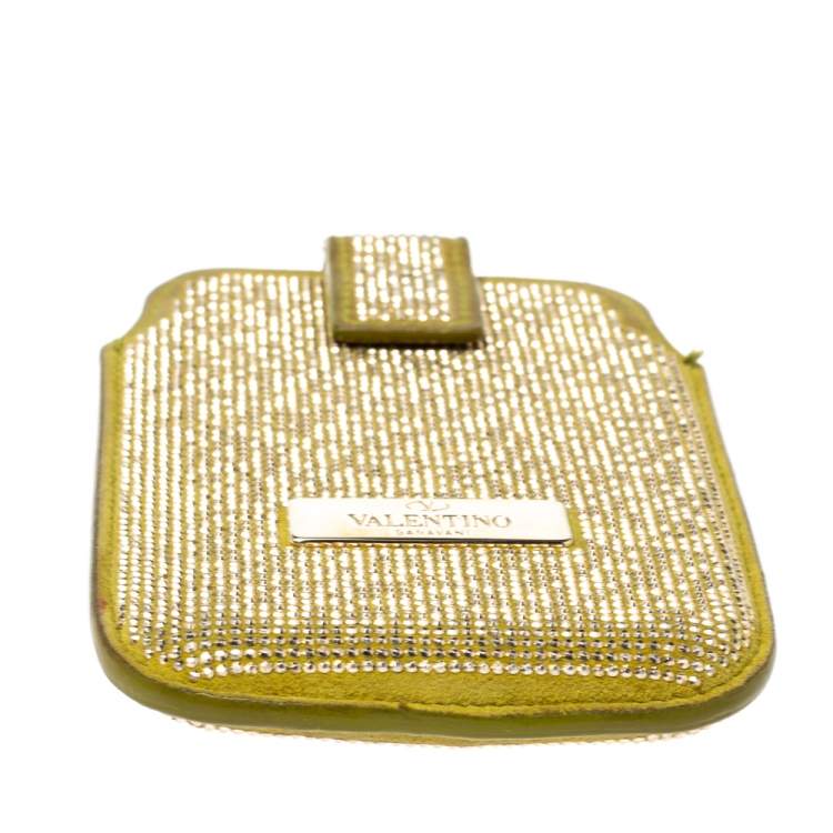 Pre Owned Valentino Apple Green Suede Embellished iPhone 5/5S/SE Case