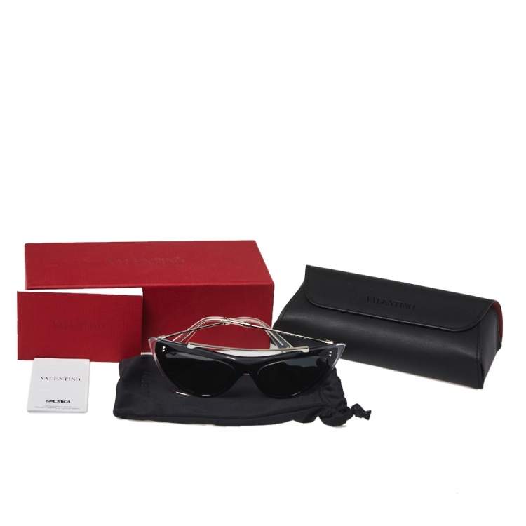 Pre Owned Valentino Black & Clear / Grey VA 4041 Cat Eye Sunglasses