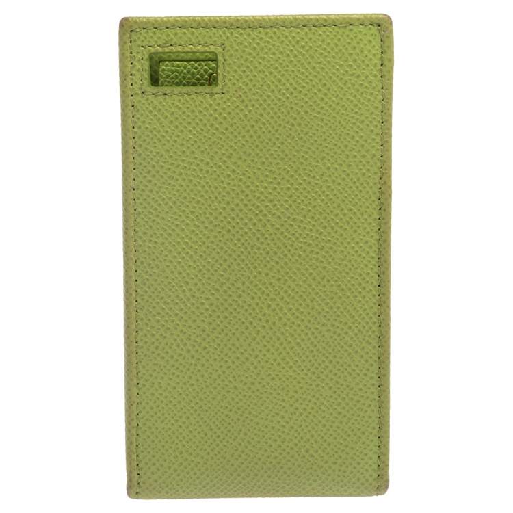 Pre Owned Valentino Green Grained Leather Rockstud iPhone 5 Flip Case