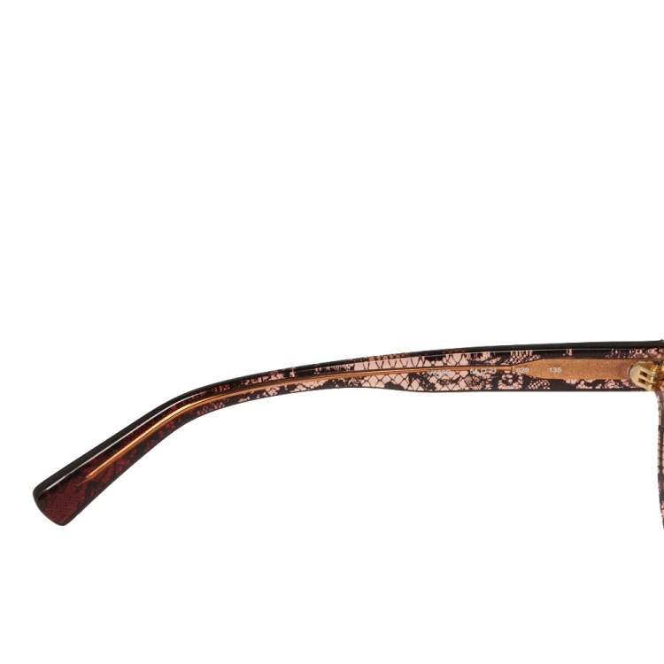 Pre Owned Valentino Bordeaux/ Brown Gradient Lace Detail V668S Round Sunglasses