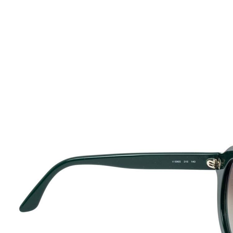 Pre Owned Valentino Green/ Brown Gradient Rockstud V 696S Round Sunglasses