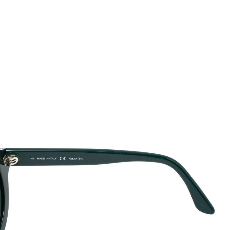 Pre Owned Valentino Green/ Brown Gradient Rockstud V 696S Round Sunglasses