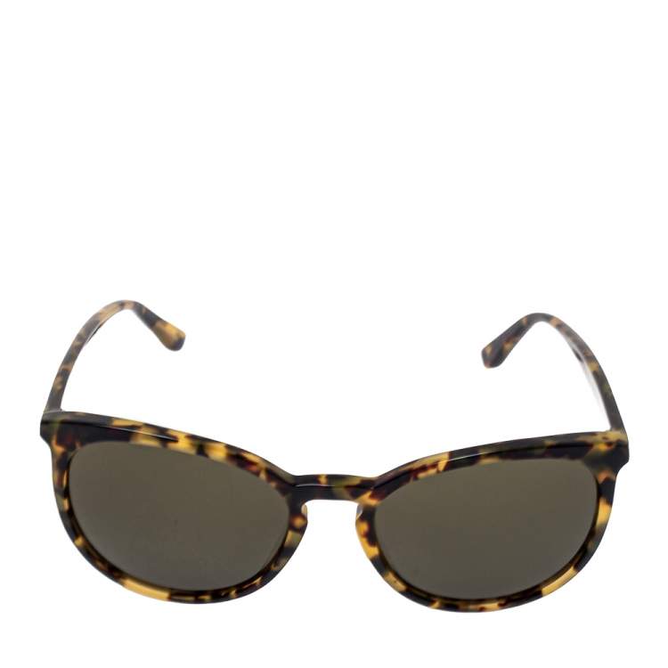 Pre Owned Valentino Havana/ Green V726S Round Sunglasses