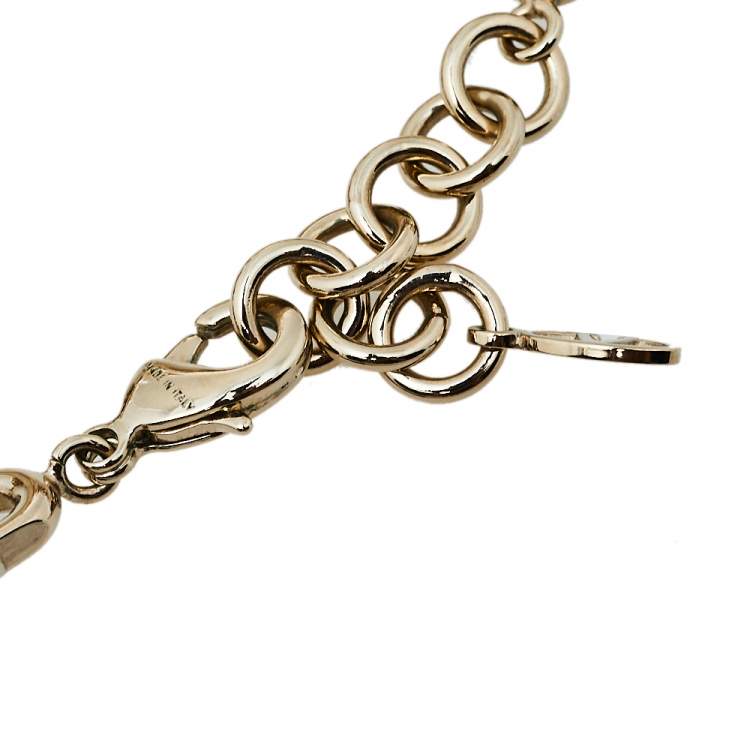 Pre Owned Valentino Gold Tone Hanging Pearl Cluster Necklace