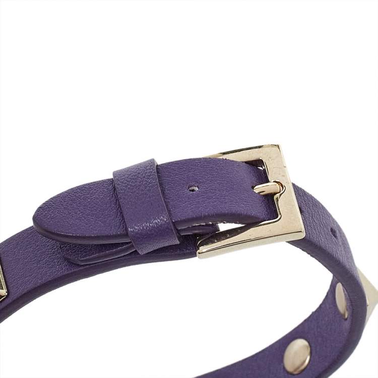 Pre Owned Valentino Purple Leather Rockstud Wrap Bracelet