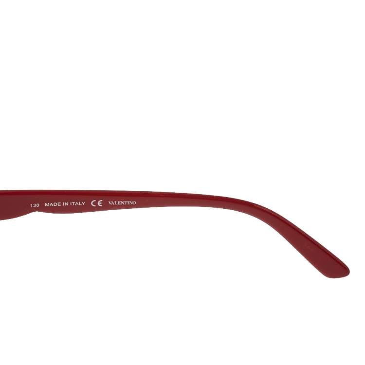 Pre Owned Valentino Burgundy/Brown Gradient V602S Rounded Cat-Eye Sunglasses