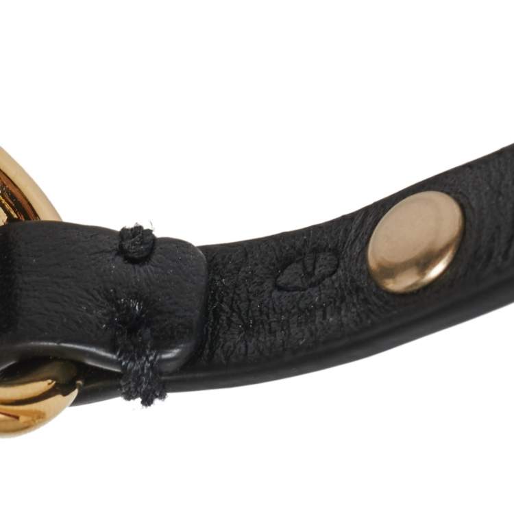 Pre Owned Valentino Black Leather Rockstud Loop Bracelet