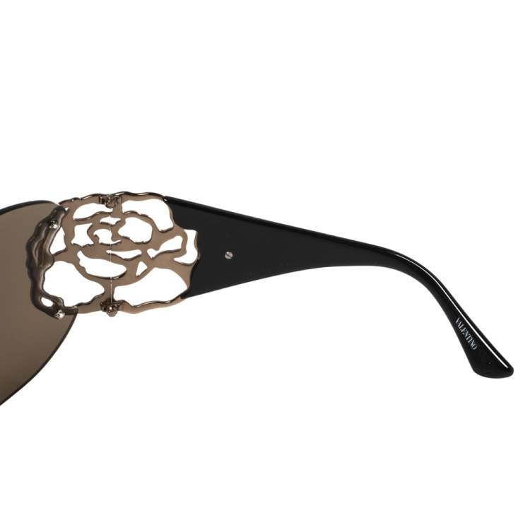 مملوكة مسبقًا Valentino Brown 5624/S Crystal Embellished Shield Sunglasses