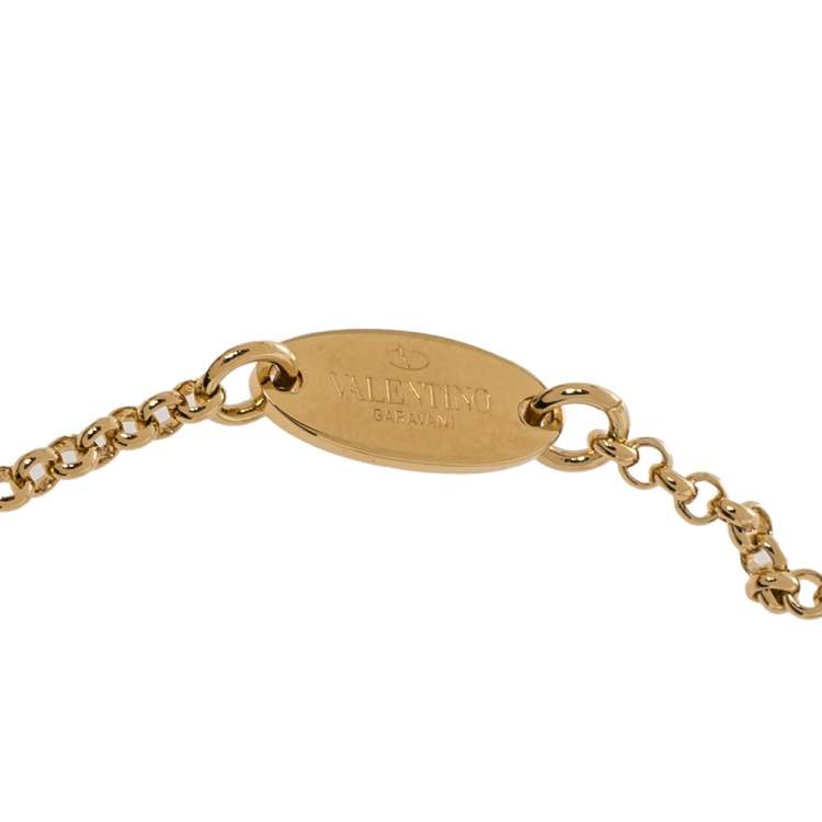 Pre Owned Valentino VLogo Signature Gold Tone Bracelet