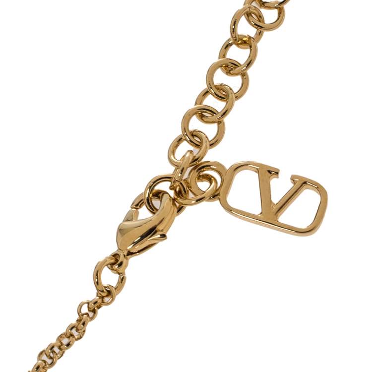 Pre Owned Valentino VLogo Signature Gold Tone Bracelet
