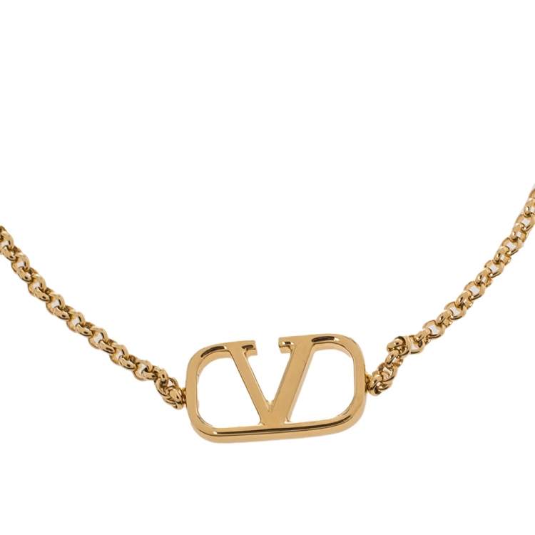 Pre Owned Valentino VLogo Signature Gold Tone Bracelet