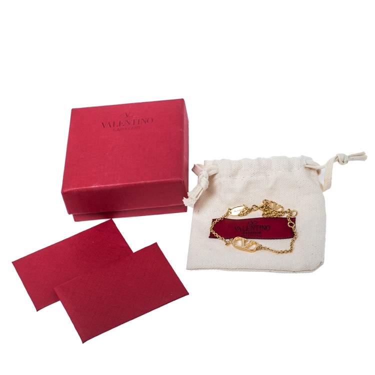 Pre Owned Valentino VLogo Signature Gold Tone Bracelet