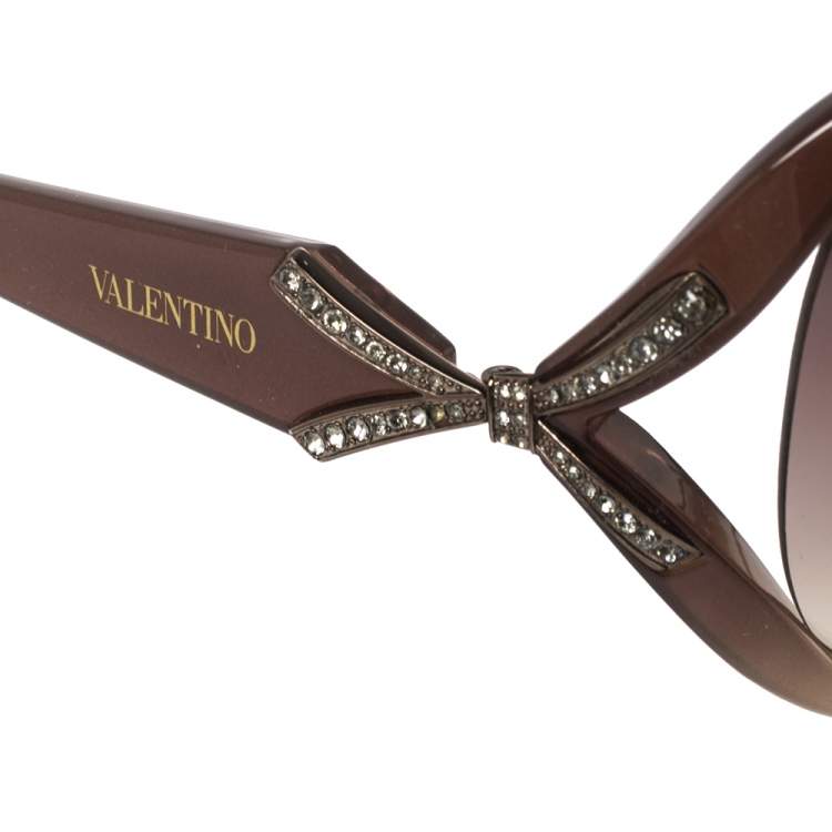 مملوكة مسبقًا Valentino Brown Acetate 5692S Gradient Oversized Sunglasses