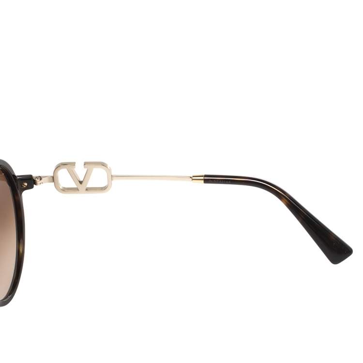 Pre Owned Valentino Brown Acetate VA4075 Gradient Round Sunglasses