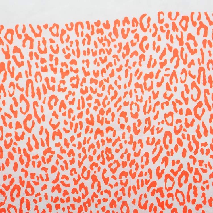 Pre Owned Valentino Neon Orange Leopard Print Silk Square Scarf