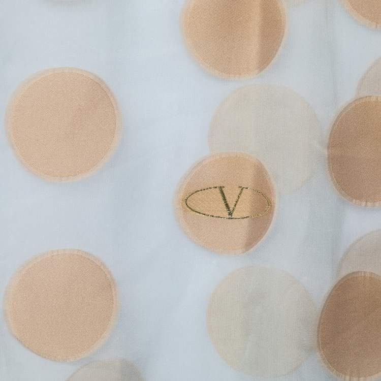 Pre Owned Valentino Pale Blue Dotted Logo Jacquard Silk Stole