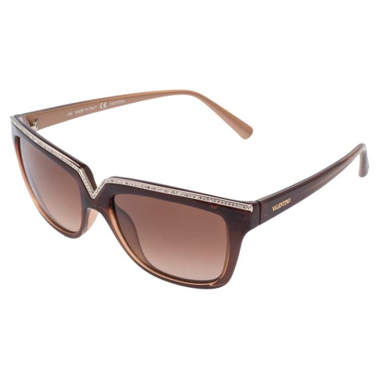 مملوكة مسبقًا Valentino Brown/ Brown Gradient V646SR Rectangle Sunglasses