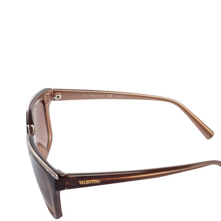 مملوكة مسبقًا Valentino Brown/ Brown Gradient V646SR Rectangle Sunglasses