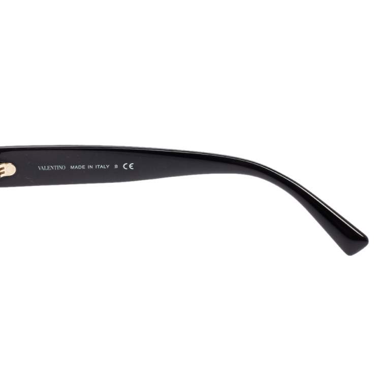 Pre Owned Valentino Black Acetate VA4080 VLogo Gradient Rectangular Sunglasses