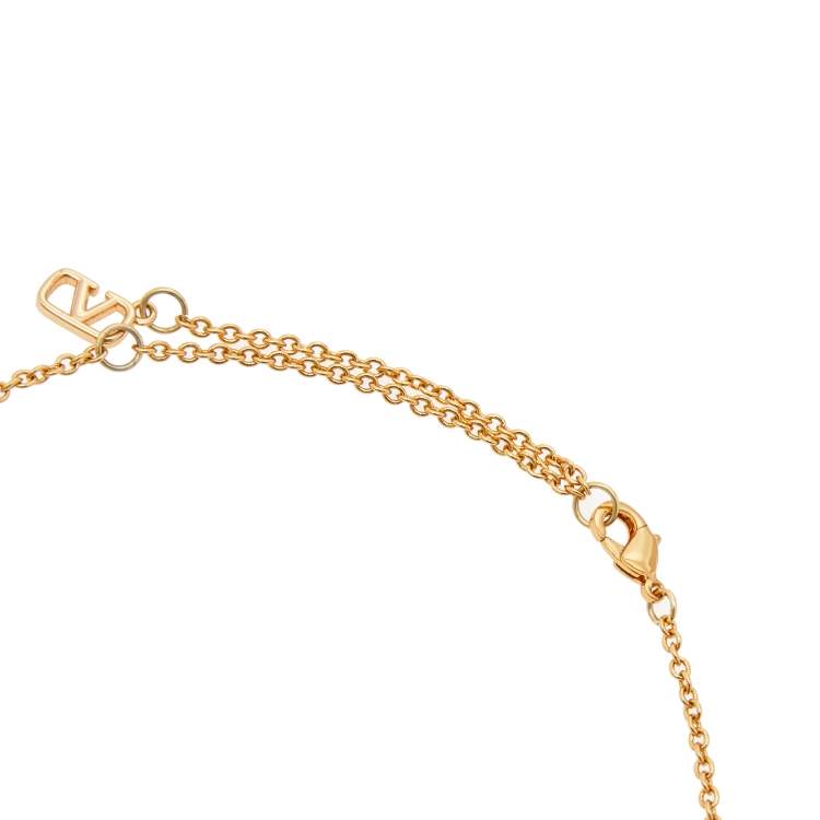 Pre Owned Valentino Gold Tone Vlogo Pendant Necklace
